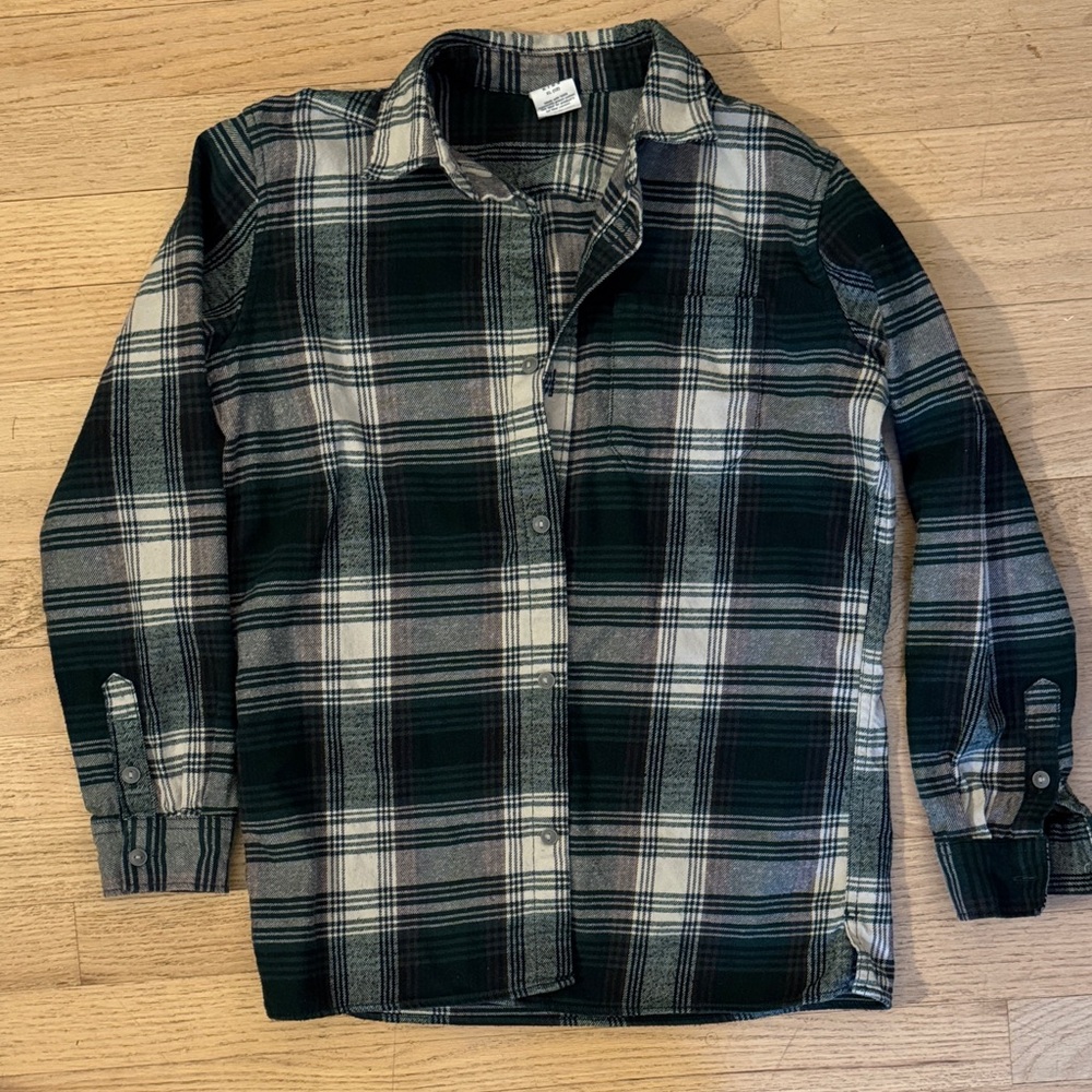 GAP Kids Green and Gray Checkered Shirt